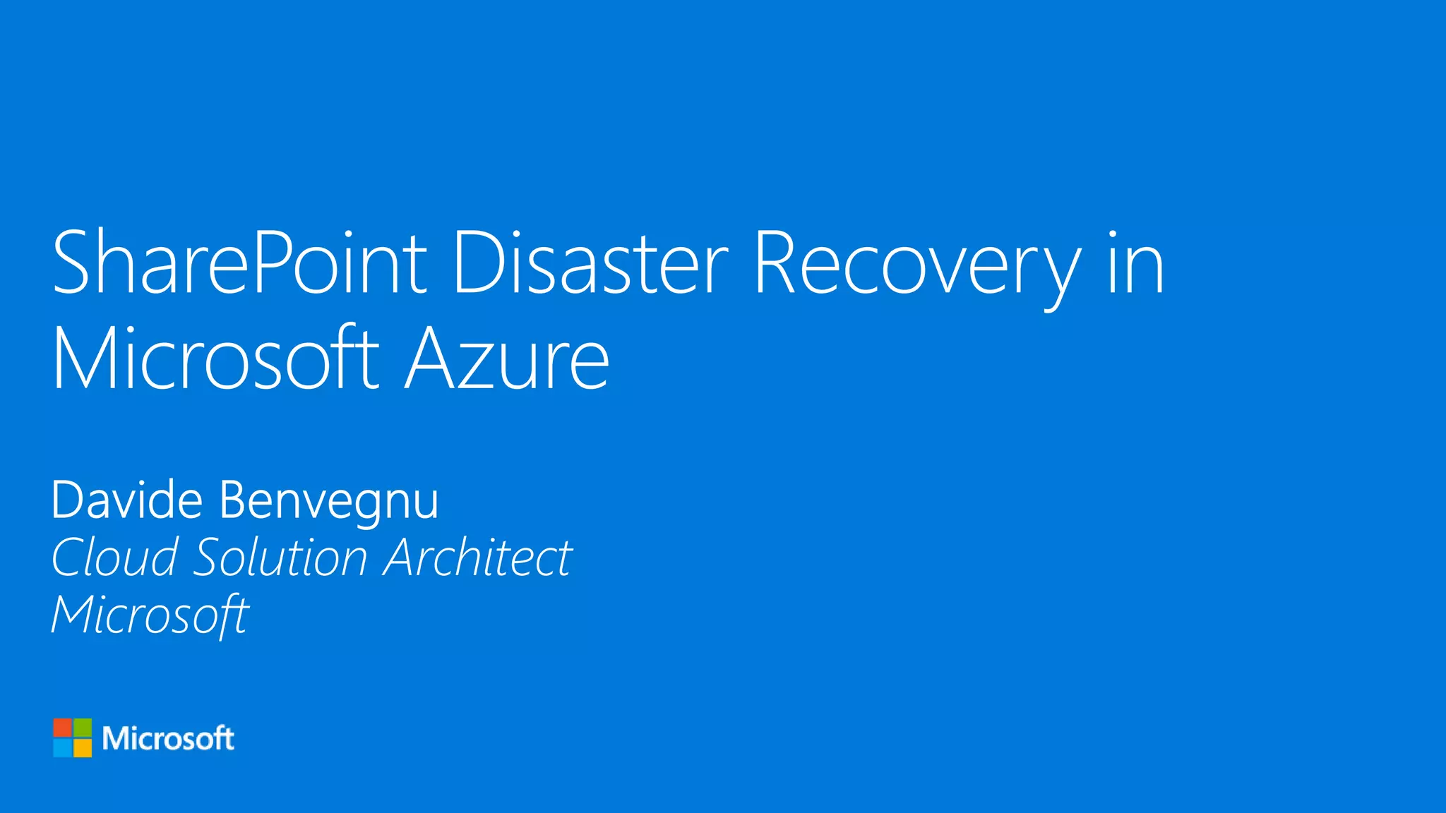 SharePoint Disaster Recovery in Microsoft Azure | PPT
