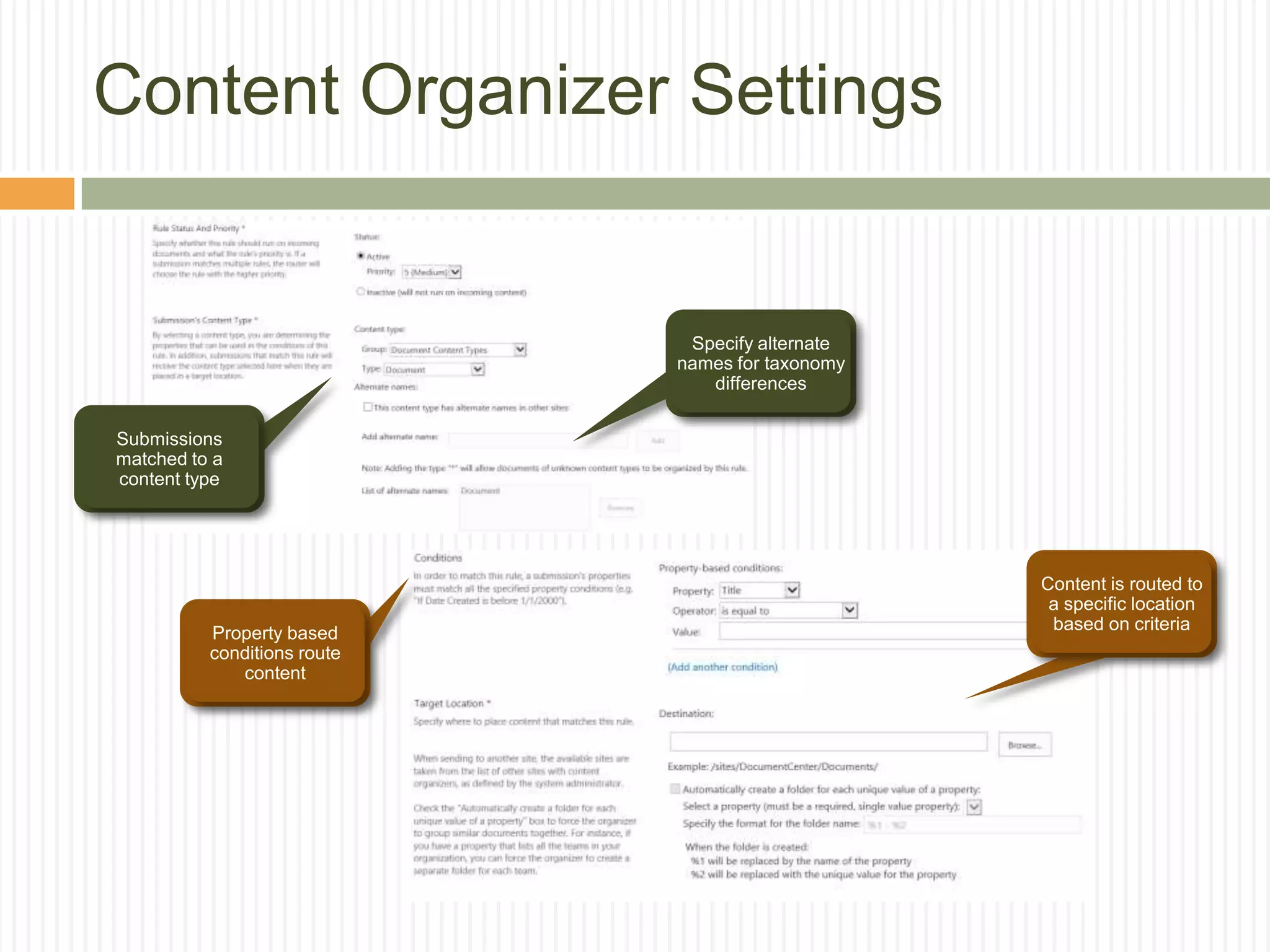 Content Organizer Settings
 