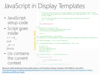 SharePointFest Chicago 2014 - PWR105 - Anatomy of a Display Template | PPTX