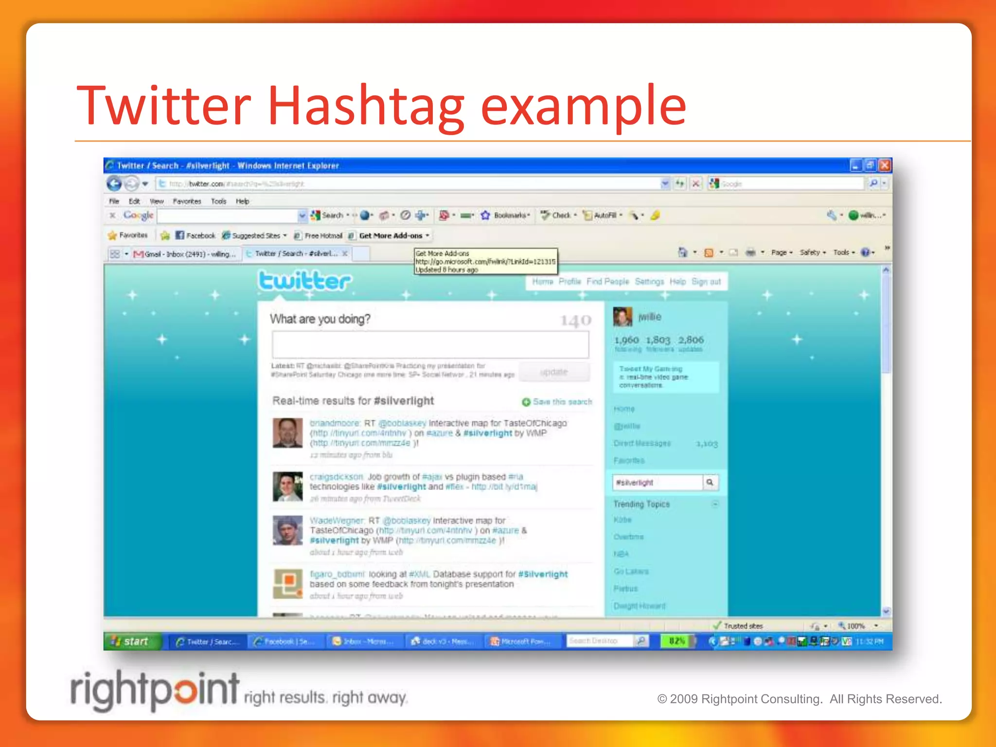 Twitter Hashtag example