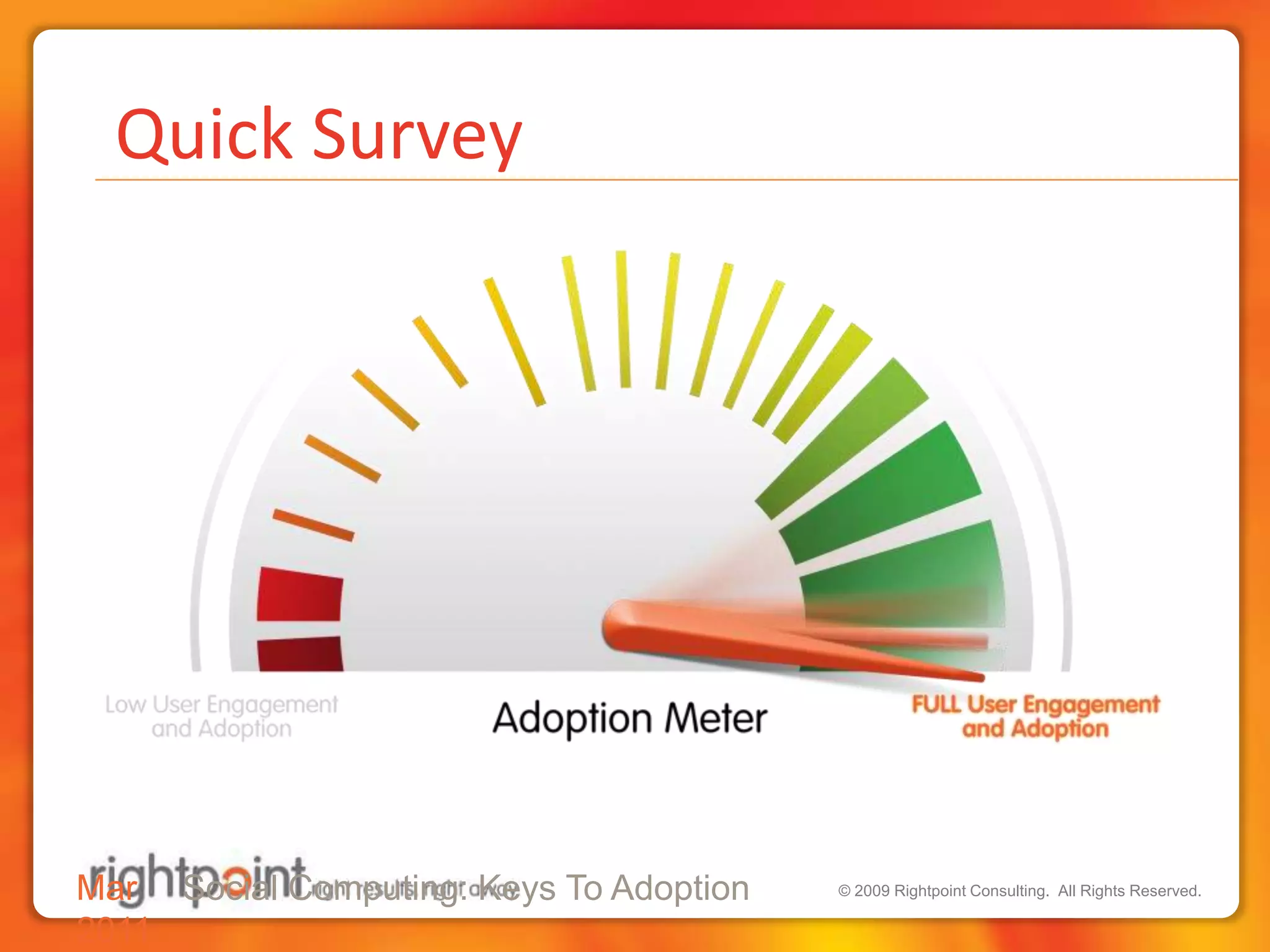  Quick SurveyMar 2011Social Computing: Keys To Adoption