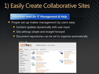 Minimize need for IT Management & Help
 