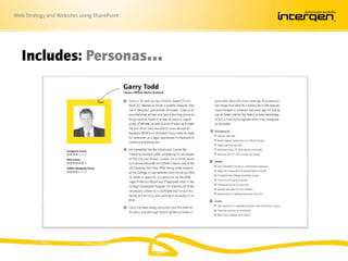 Web Strategy and Websites using SharePoint
Includes: Personas…
 