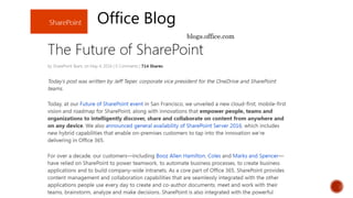 SharePoint Framework -The future of SharePoint/ Office 365 developer ...