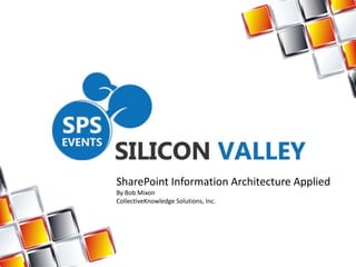 SharePoint Information Architecture Applied
By Bob Mixon
CollectiveKnowledge Solutions, Inc.
 
