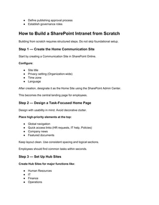 Build a SharePoint Intranet: Step-by-Step Guide | PDF