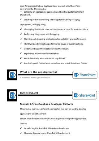 Sharepoint Developer Tutorial Live Online Sharepoint 2013 Developer Training | PDF