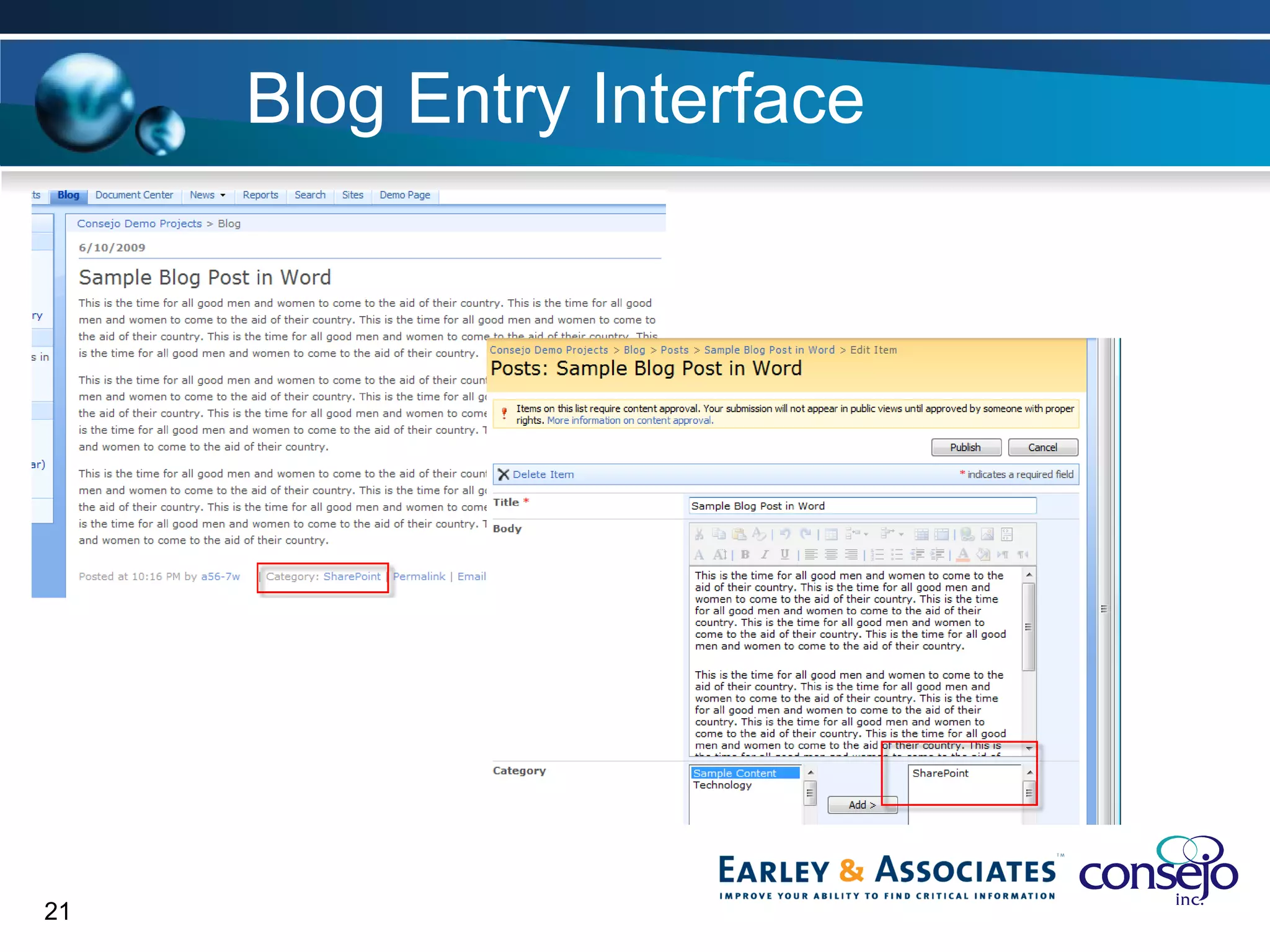 Blog Entry Interface 