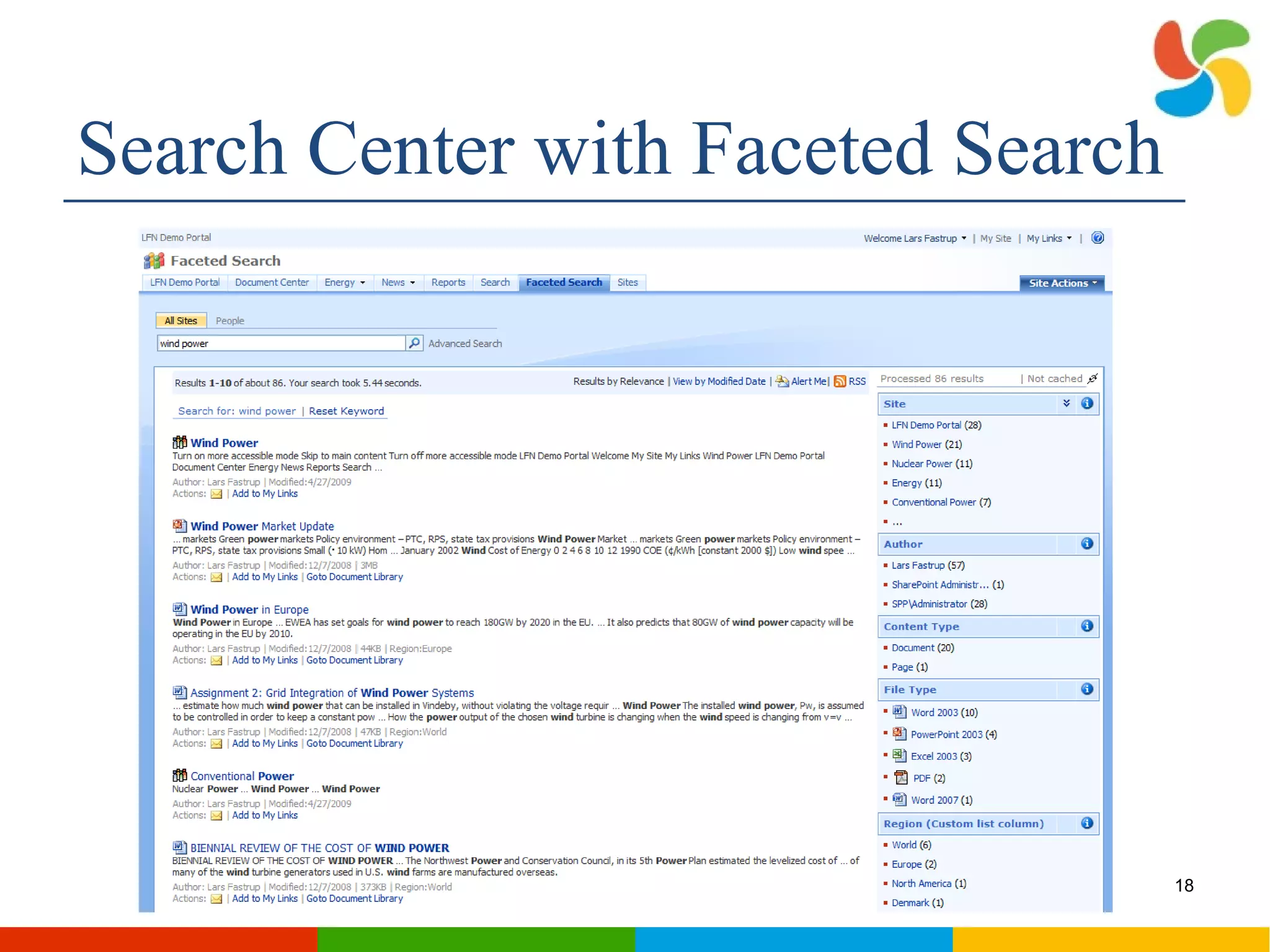 Search Center with Faceted Search 