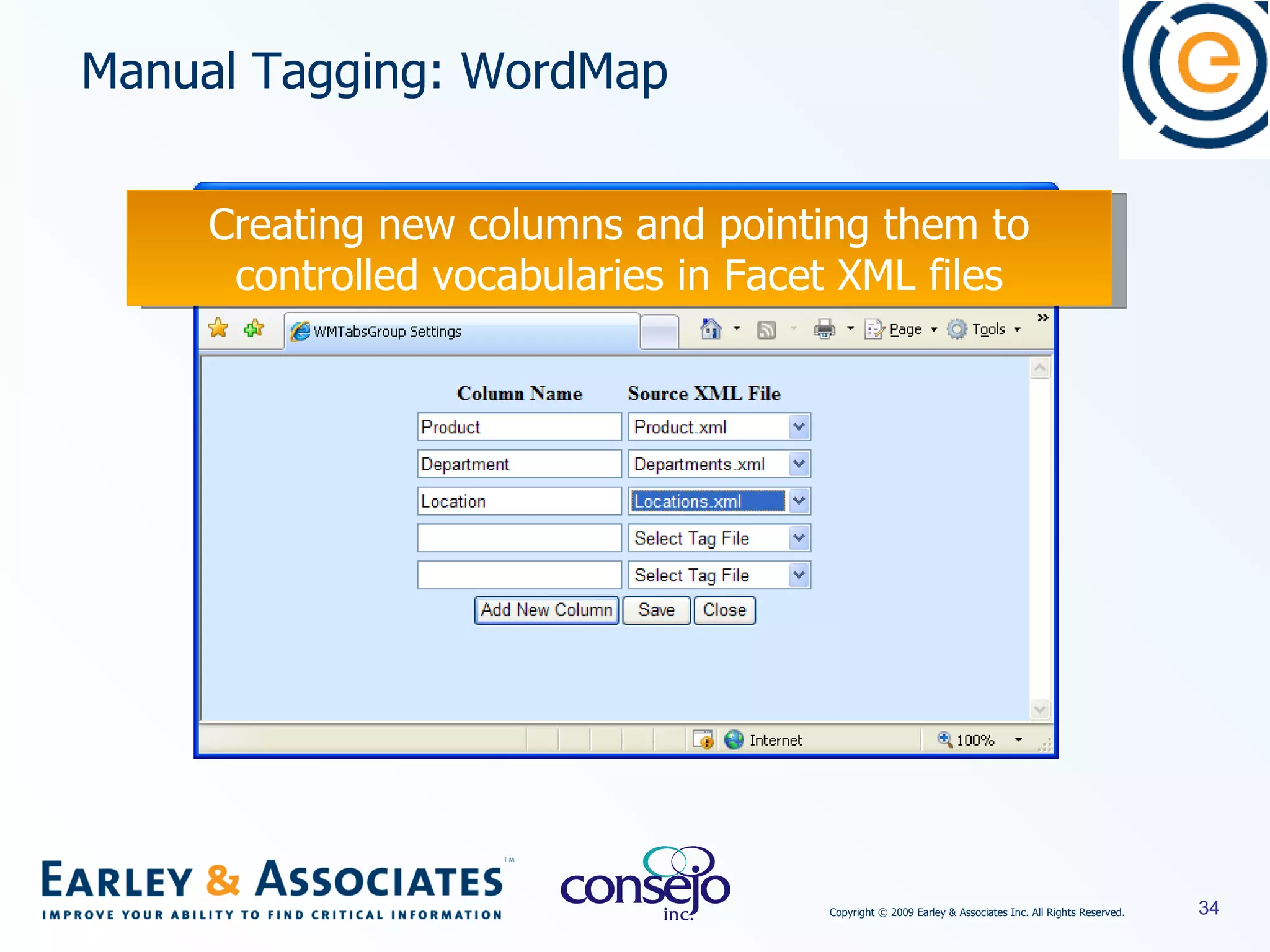 Manual Tagging: WordMap Creating new columns and pointing them to controlled vocabularies in Facet XML files 