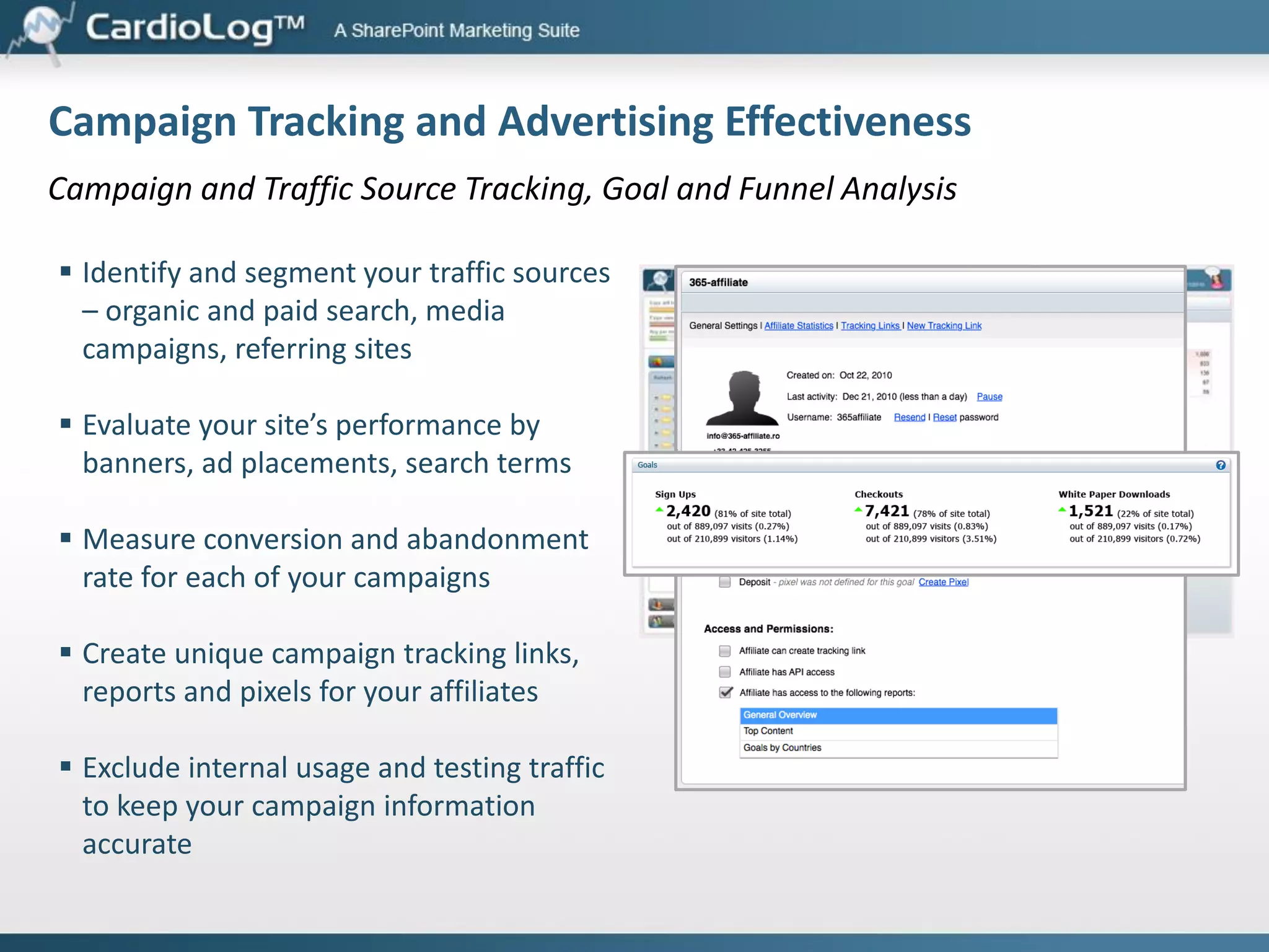 Optimization – Increase Revenue and Conversions
Behavioral Targeting
 Deliver the right content to the right
people
 Increase engagement
 Maximize revenues and conversion
 Improve your site’s user experience

 