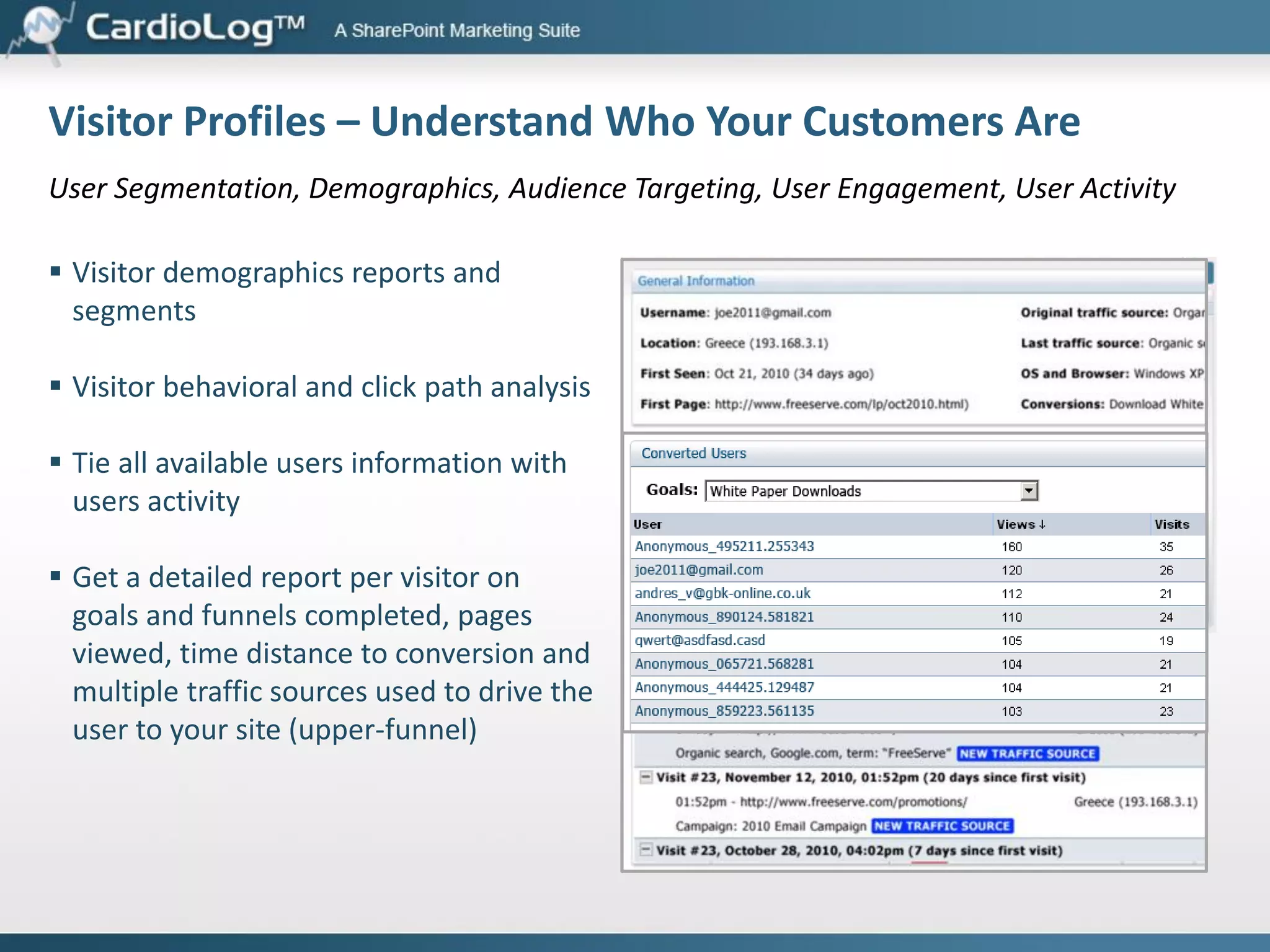 Voice of Customer
Page-Based Comments, Surveys, Website Satisfaction Polls

 Zero IT involvement
 Ask the questions web analytics reports cannot answer
 Give your customers a way to tell you what they want
 Target your questions to a specific visitor segment

 