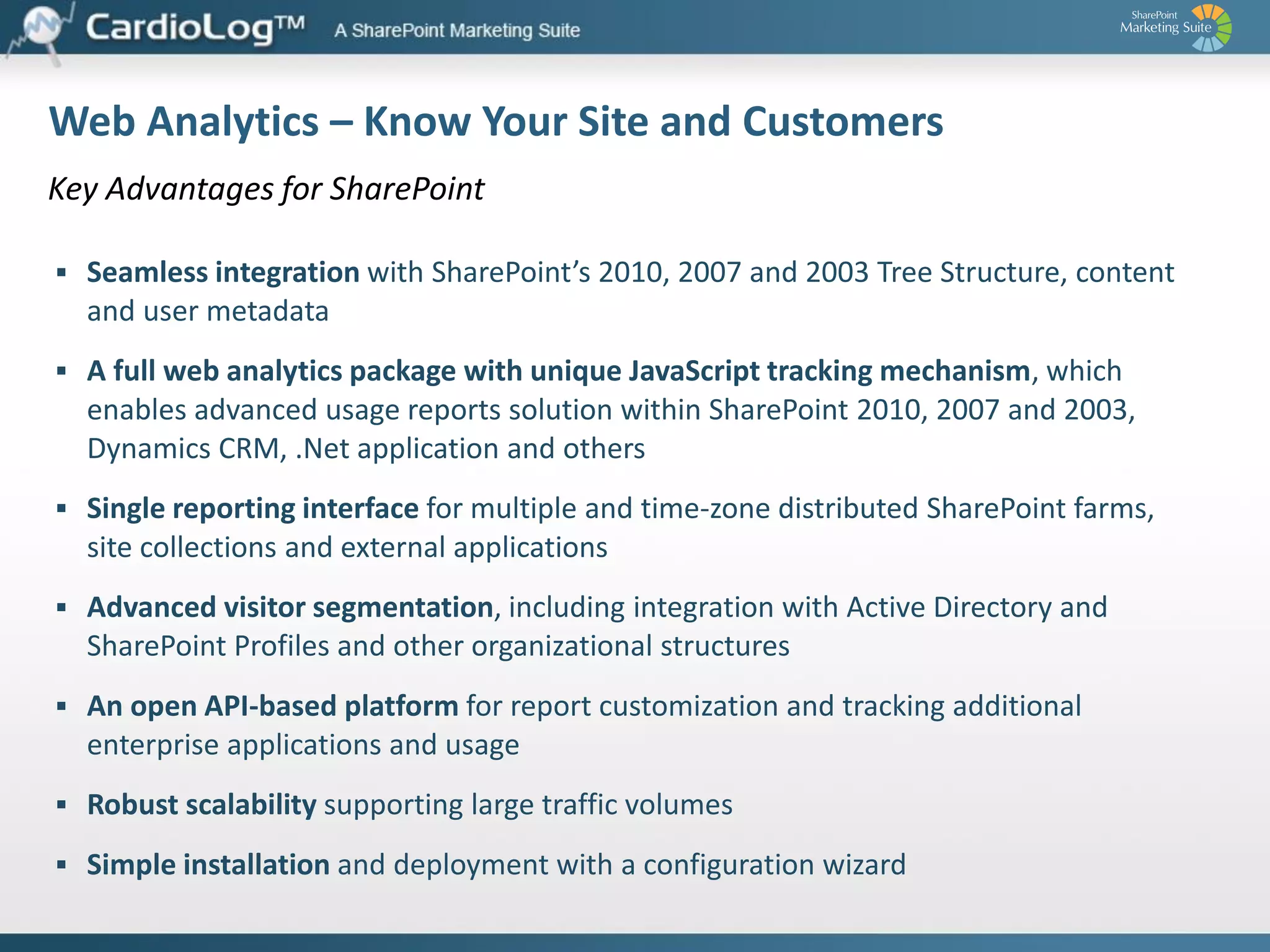 Roles and Interfaces

Report
Center
View and
Interact

Analyst

Information
Worker

Executive

Analysis Center
& Administration

Open Spreadsheets
and Reports

Interactive Realtime Ad-hoc
analysis

CardioLog System
Integrator - SDK / API
Developer

Portal
Access

End User

 