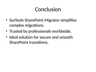 SharePoint to SharePoint Online Migration Tool | PPTX
