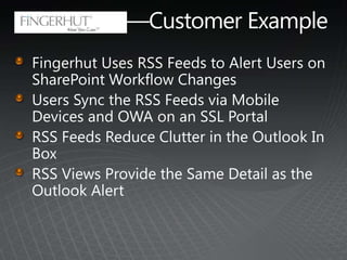 Using Office Outlook 2007 and RSS Feeds to Access SharePoint Sites