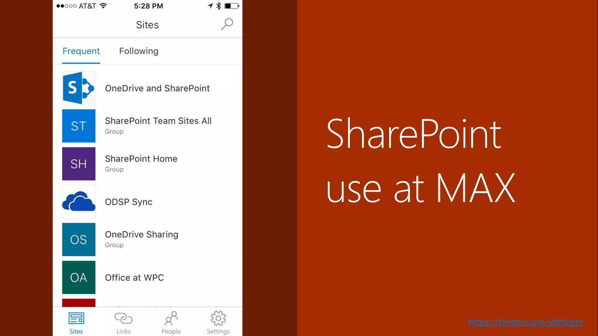 SharePoint
use at MAX
https://twitter.com/jeffteper
 