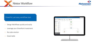 › Design Workflows quickly and easily
› Leverage your SharePoint investment
› No code solution
› Governable
Powerful, yet ...