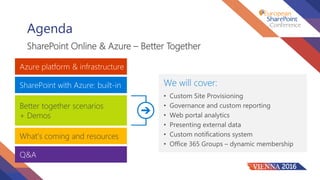 Agenda
SharePoint Online & Azure – Better Together
 