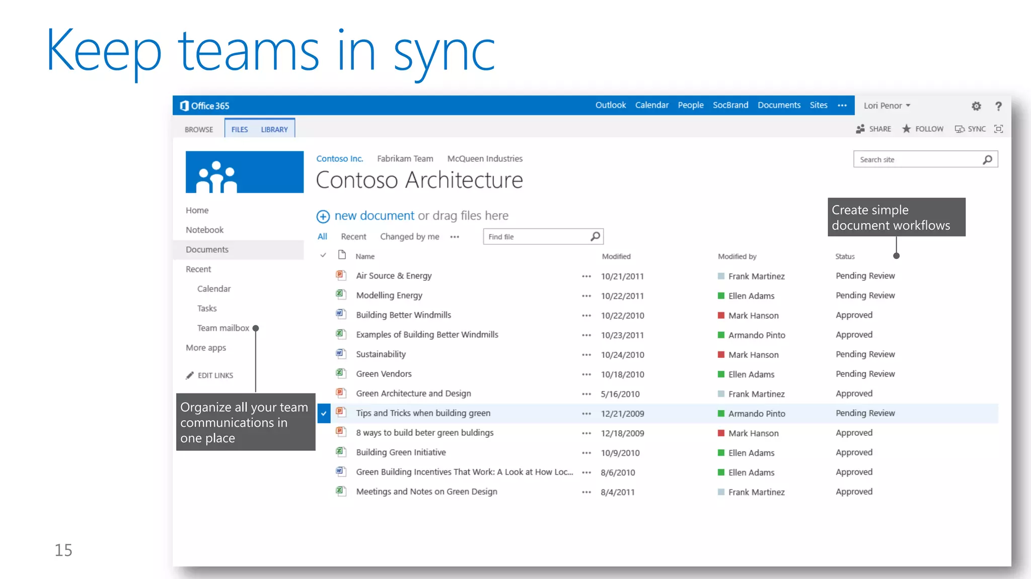 Organize all your team
communications in
one place