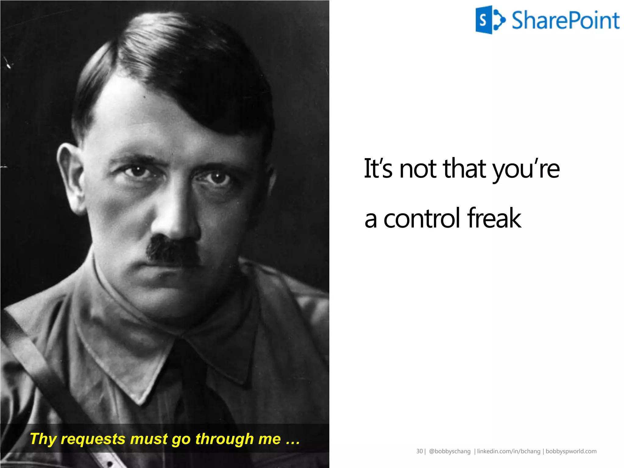 31 | @bobbyschang | linkedin.com/in/bobbyschang | bobbyschang.com
SharePoint
Site Owners (Full Control)
Site Members (Edit)
Site Members (Edit)
Office 365 Groups
Owners
Members
Guests (External Users)
 