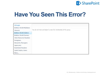 41 | @bobbyschang | linkedin.com/in/bobbyschang | bobbyschang.com
• “Everything” may pertain only to Documents
• “Access” could mean Read, Update, and Delete
Contribute (more often than not) is sufficient
 