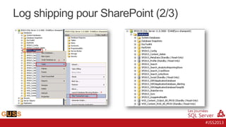 Log shipping pour SharePoint (2/3)

#JSS2013

 