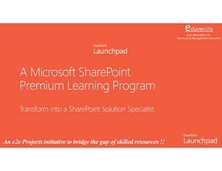 SharePoint
Launchpad
eduvercity
your destination for
technical & Management education
SharePoint
Launchpad
 