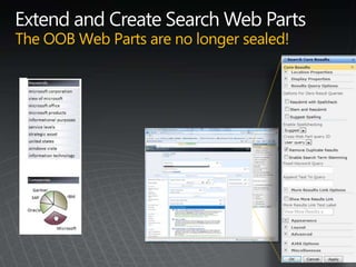 Connector FrameworkEasy to buildWrite managed code instead of PH interfaceBuilt connectors shared across SharePoint Search and FAST search‘No-code’ solution for Databases and Web ServicesEasy to manageUse existing user interfaces for crawl configurationFaster iteration on connectivity using SharePoint Designer (SPD)Shared advantages across SharePointCan use other BCS features such as external lists