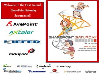 Welcome to the First Annual
    SharePoint Saturday
      Sacramento!!
 