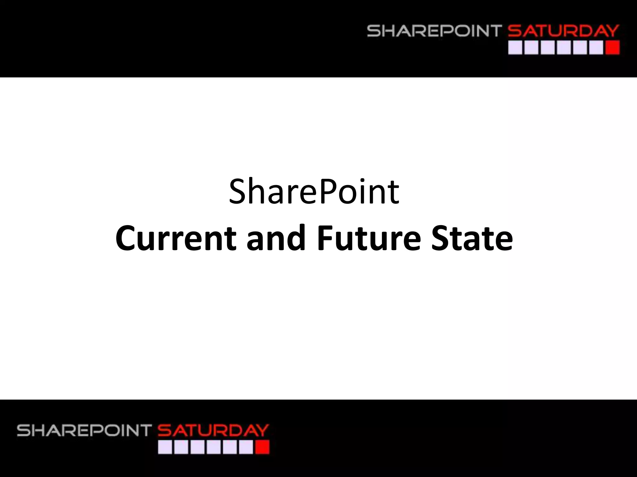 SharePoint
Current and Future State
 