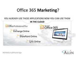 Office 365 Marketing?




#SPSNOLA @RHarbridge
 