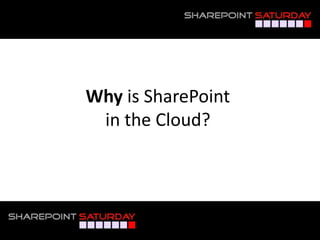 Why is SharePoint
                   in the Cloud?




#SPSNOLA @RHarbridge
 