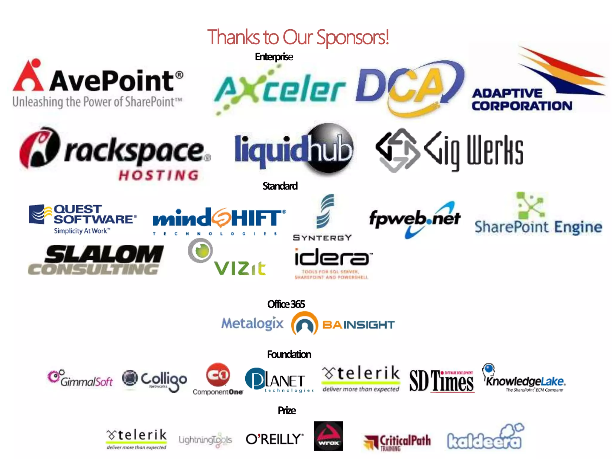 Thanks to Our Sponsors!
 