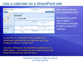Share Point Server 2007 - Calendars 1 - Make The Most Of Your Team Calendar  | PPT