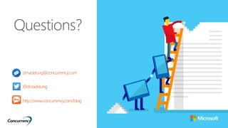 Questions?
dmadelung@concurrency.com
@dmadelung
http://www.concurrency.com/blog
 