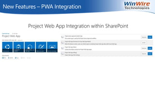 New Features – PWA Integration
Project Web App Integration within SharePoint
 