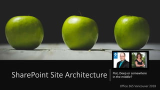 SharePoint Site Architecture Flat, Deep or somewhere
in the middle?
Office 365 Vancouver 2018
 