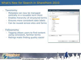 11What’s New for Search in SharePoint 2010Taxonomy