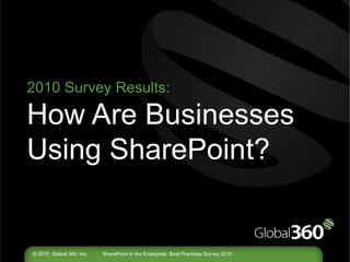 2010 Survey Results:How Are Businesses Using SharePoint? 