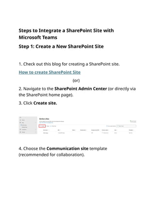 Integrate SharePoint with Microsoft Teams for Seamless Collaboration | DOCX