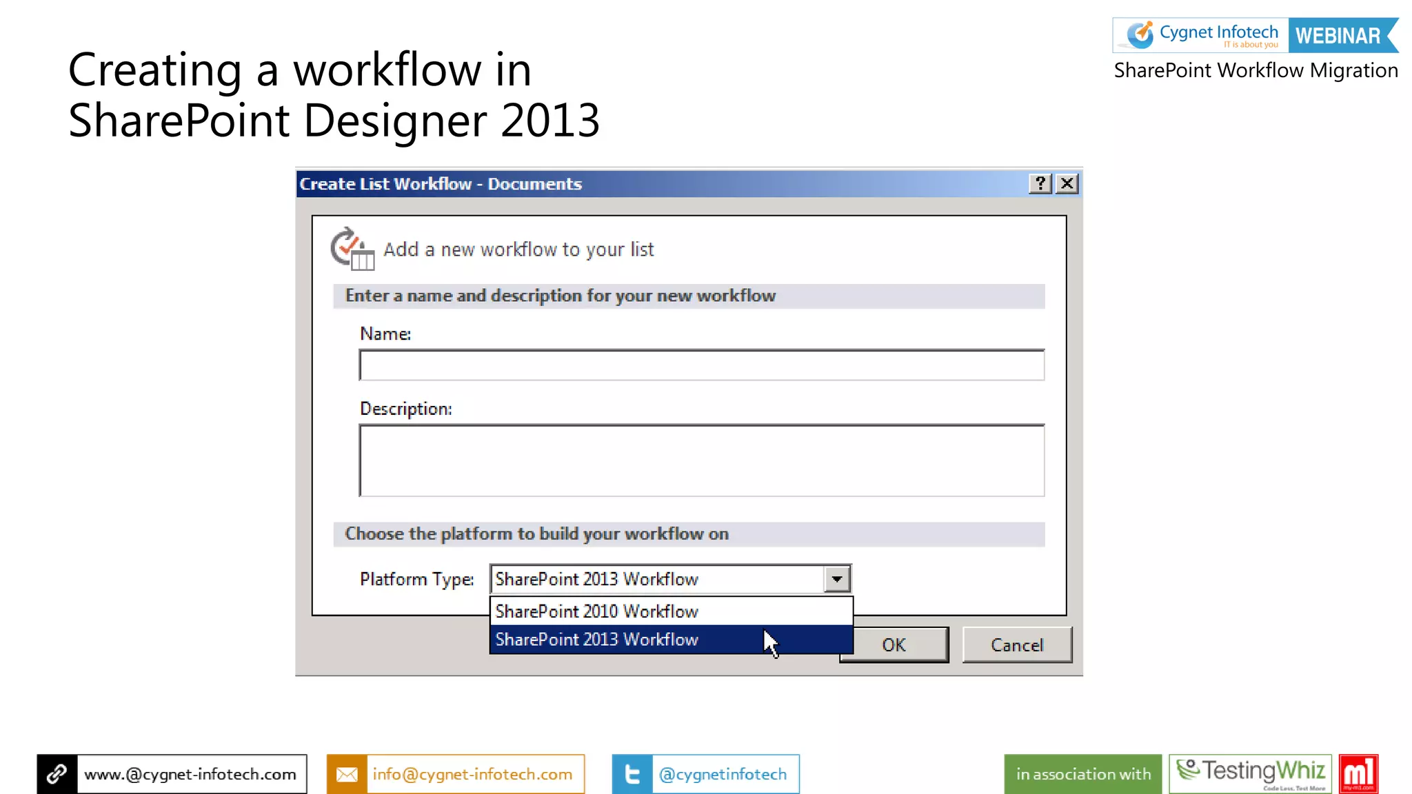 Creating a workflow in
SharePoint Designer 2013
SharePoint Workflow Migration
 