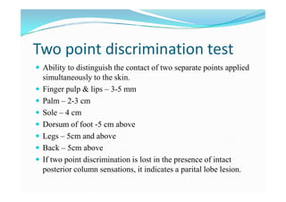 Two Point Test Examination of sensory system | PDF