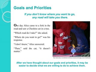 Goals and Priorities
After we have thought about our goals and priorities, it may be
easier to decide what we are willing ...