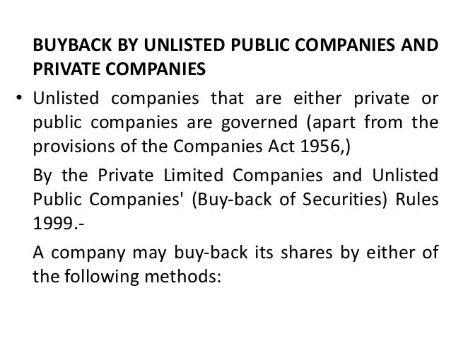 private company share buyback rules