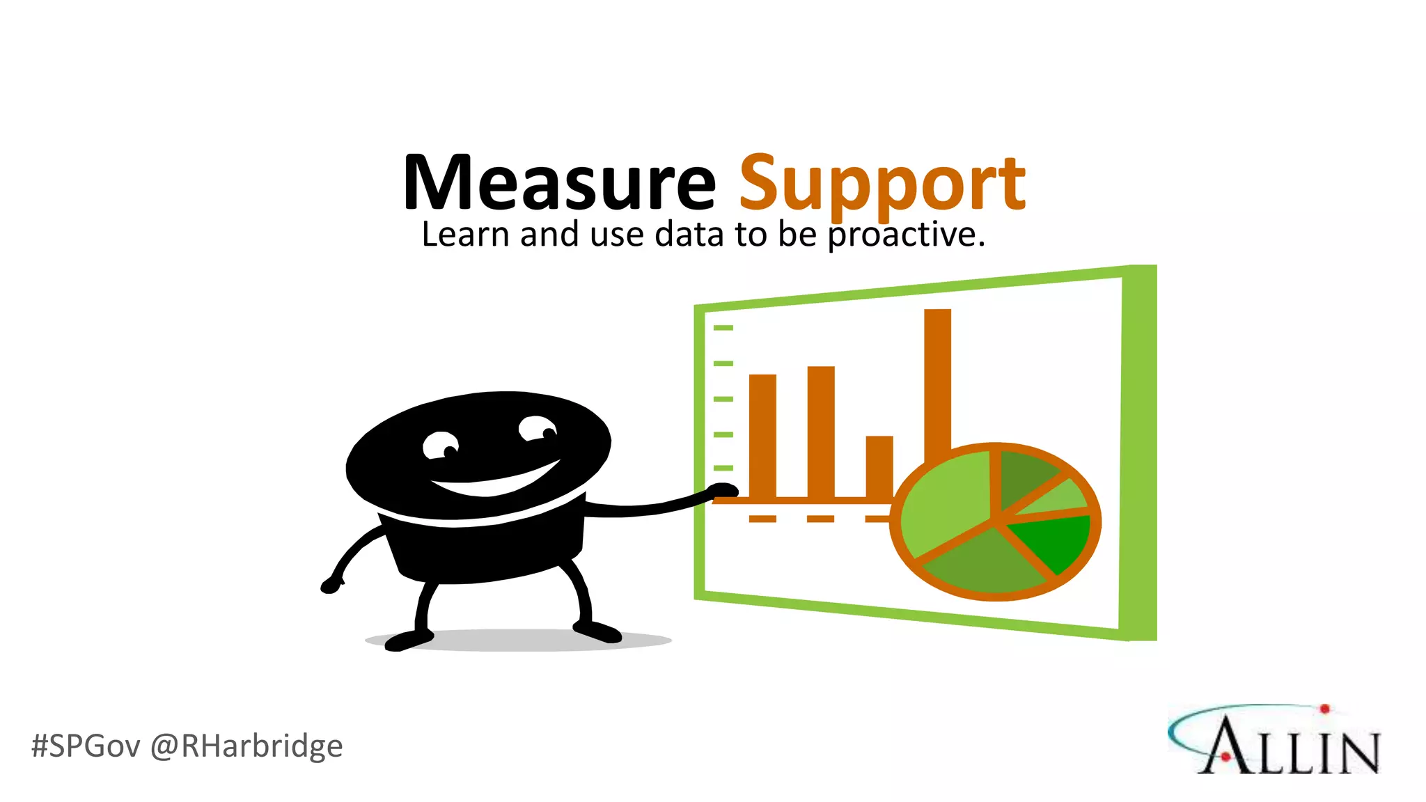 Measure to be proactive.
                     Learn and use data
                                        Support




#SPGov @RHarbridge
 