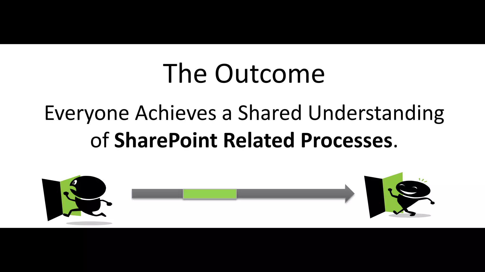 The Outcome
     Everyone Achieves a Shared Understanding
          of SharePoint Related Processes.



#SPGov @RHarbridge
 
