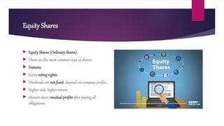SHARES.pptx TYPES EQUITY & PREFERENCE SHARES | PPTX