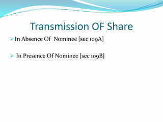 Transfer of Share Instrument Of Transfer [sec 108]