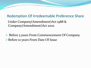 Before 10 years From Date Of IssueVoting right of shareholder1) For equity shareholder[sec 87(a)] In Election Of Board Of Directors