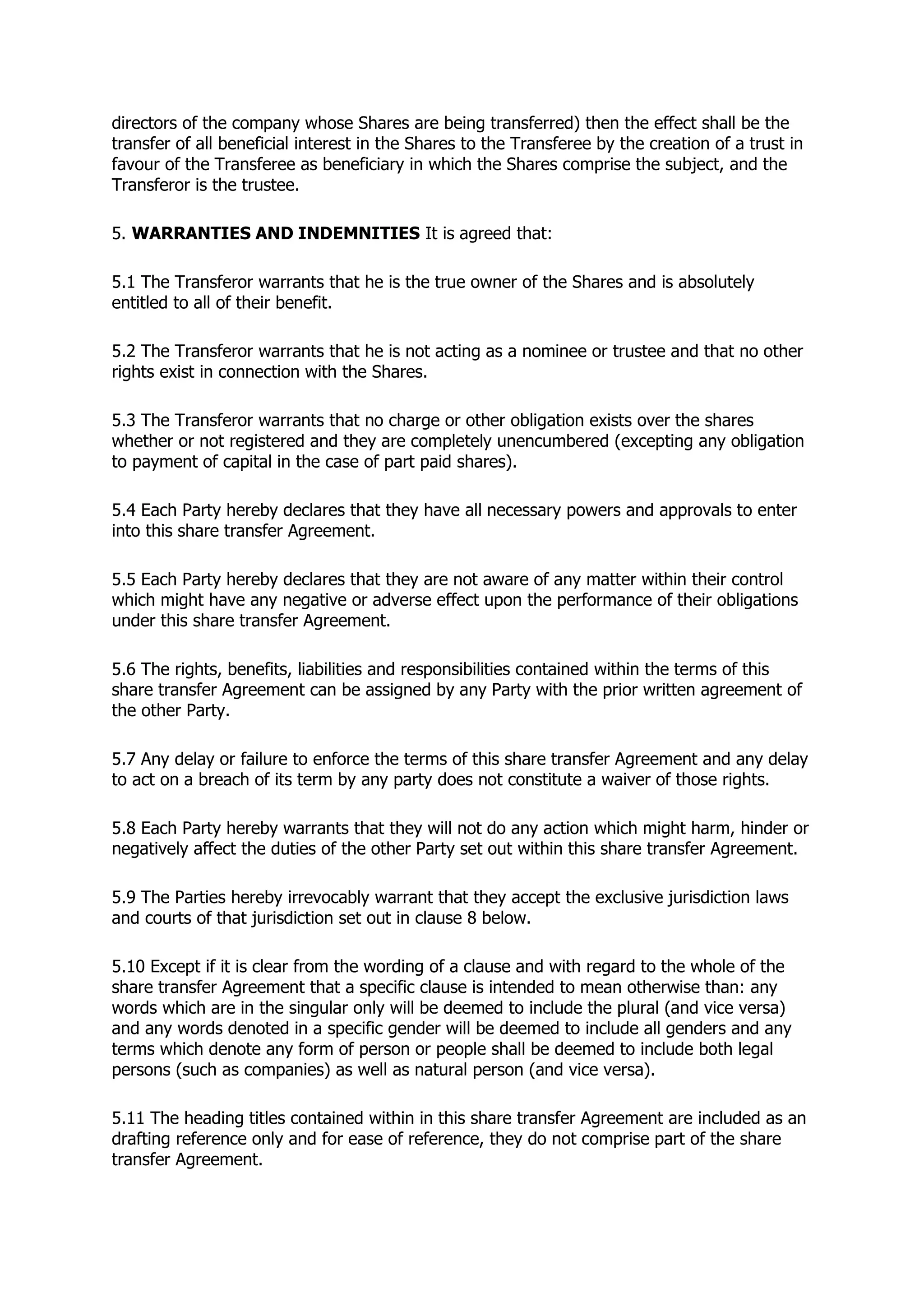SHARE TRANSFER AGREEMENT | PDF